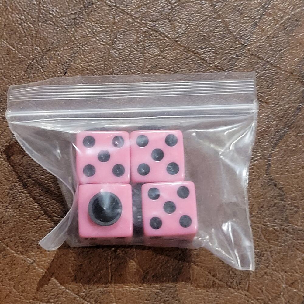 4 pcs Pink Black Dice Valve Plastic stem caps Tire/Wheel